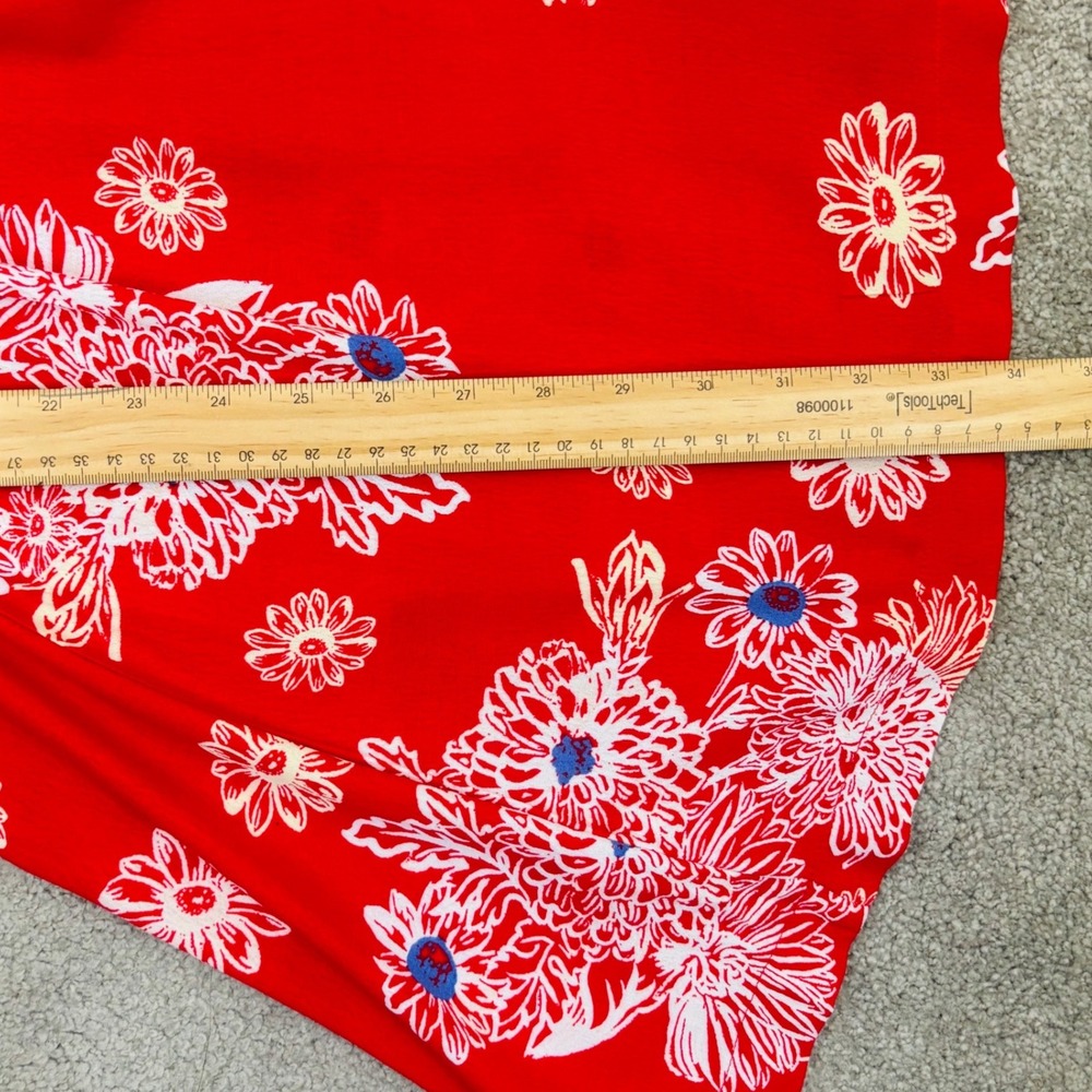 Free People Blue Hawaii Red Floral Print Mini Dress Bohemian Side Pockets Small - Picture 11 of 11